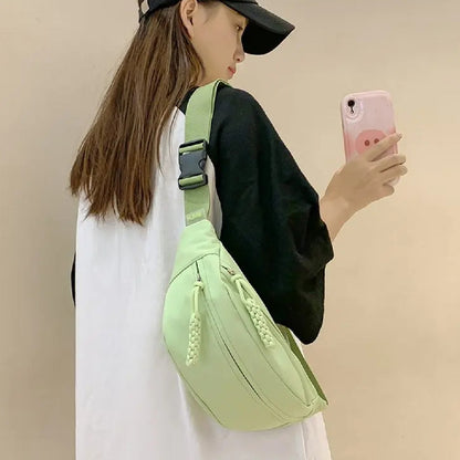 Riñonera Bandolera Para Dama Tela Impermeable Gran Capacidad Crudo Lisa