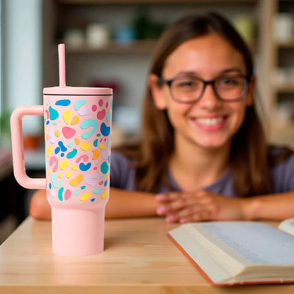 Vaso Térmico Metálico 1.2 Litros  Con Sorbito - Rosa