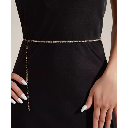 Cintos De Strass Simple Para Fiesta Con Cadenita Brillante Dorado Único