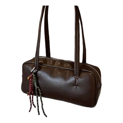 Carteras De Dama Bolsos Para Mujeres Bandoleras Capitoneadas Marrón Oscuro Liso