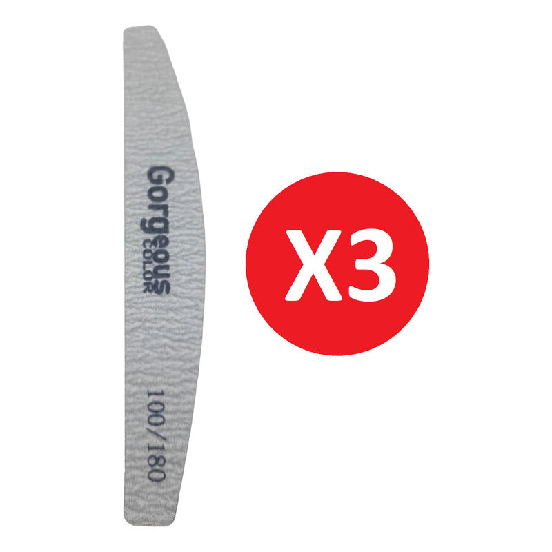 Limas Para Uñas Esculpidas 100/180 Pack 3 Unidades Gorgeus