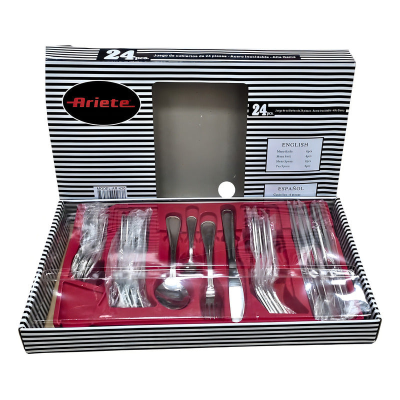 Juego De Cubiertos Metalico Ariete 24 Piezas