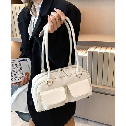 Cartera Bandolera Brillante Mujer Cuero Sintético Crudo