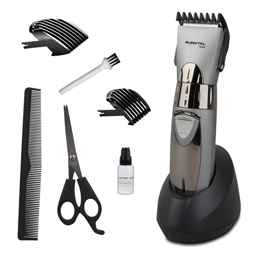 Corta Pelo Recargable 6 Accesorios. 10 Niveles Punktal Color Negro