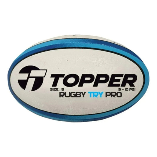 Pelota Topper Try Pro Rugby Blanco Azul