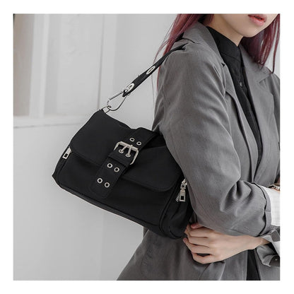 Cartera Bandolera Bolso Genérica Tela Impermeable Negra Negro (1)