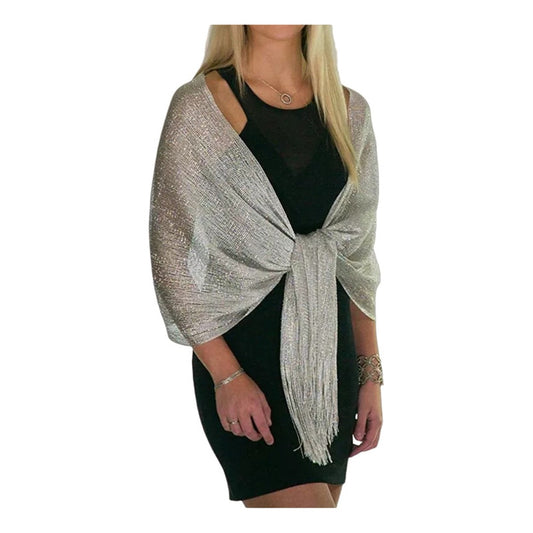 Chalinas De Fiesta Chal Fino Con Brillo En Varios Colores Plateado Rayas