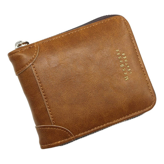 Billetera Para Hombre Con Cierre Sector Monedero De Cuerina - Marrón Claro.