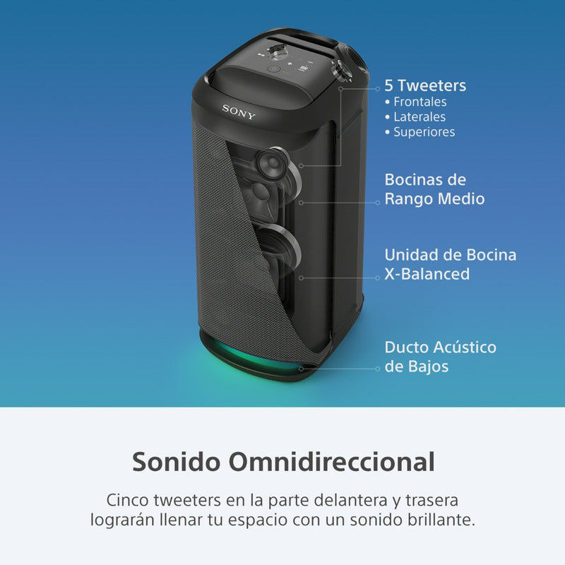 Parlante Activo Bluetooth Inalámbrico Portátil Sony Xv800 Negro