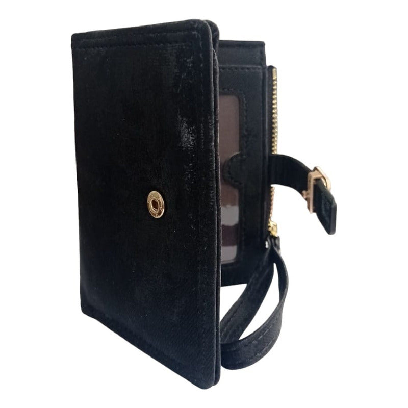 Billetera Dama Billeteras De Mujer Con Monedero Y Tarjetero Negro.