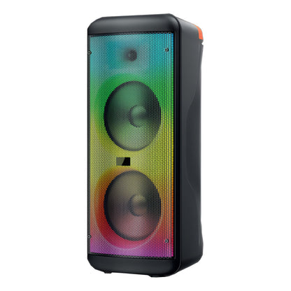 Parlante Portátil Aek S-20804 2x8'' Karaoke Bt Micro Luces Color Negro