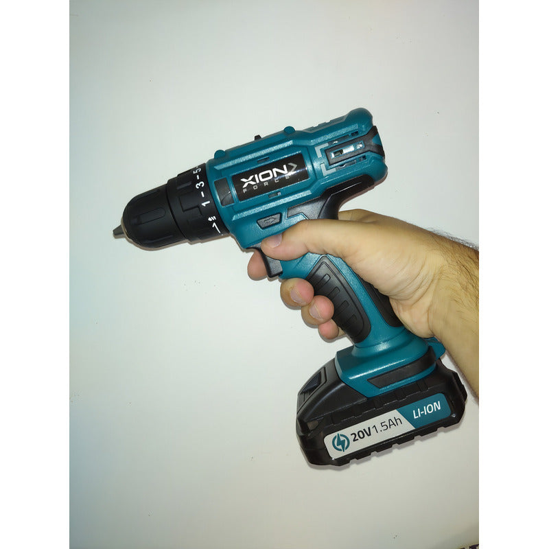 Taladro Atornillador Xion 2 Baterias Litio Inalambrico 20 V Verde Oscuro