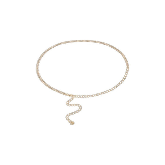 Cintos De Strass Doble Para Fiestas Con Cadenita Brillante Dorado Único