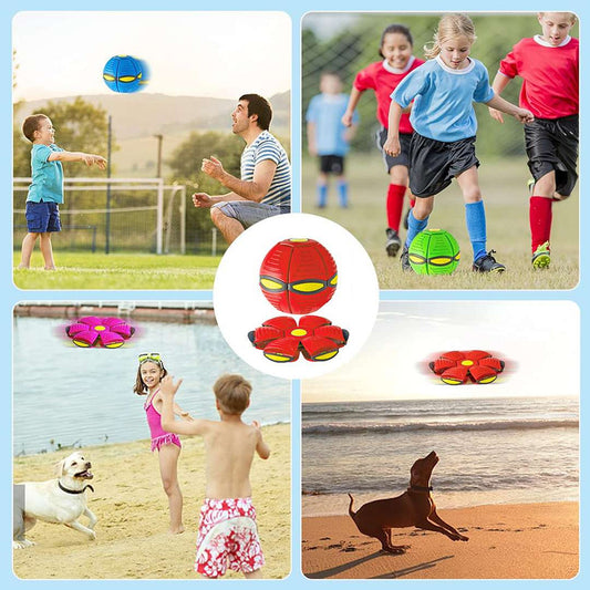 Pelota Mágica Disco Volador Con Luz Juguete Niños O Mascotas - - Rojo