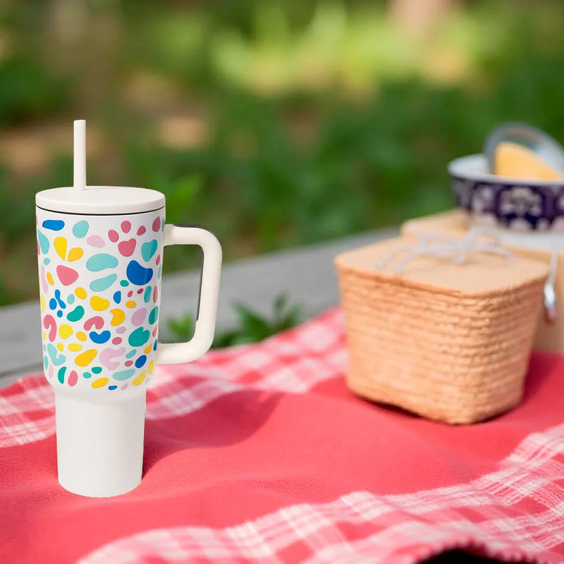 Vaso Térmico Metálico 1.2 Litros  Con Sorbito - Blanco