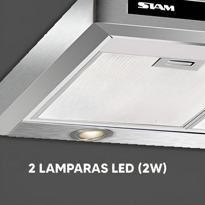 Extractor De Cocina Siam Plana Si-cp-600ev Ac. Inox. De Pared 60cm X 80cm X 50cm Acero Inoxidable