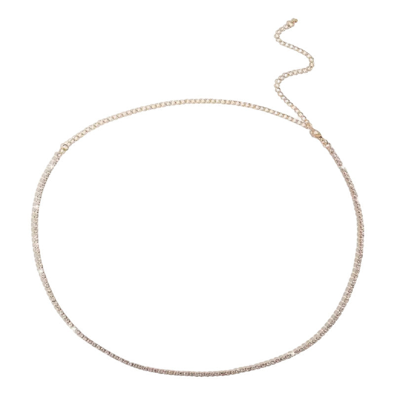 Cintos De Strass Simple Para Fiesta Con Cadenita Brillante Dorado Único