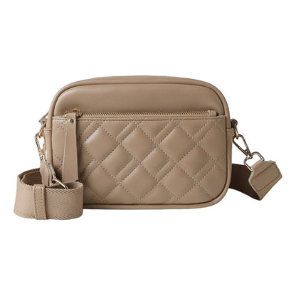 Cartera De Damas Bolso Para Mujer Bandolera Correa Ajustable Caqui Capitoneada