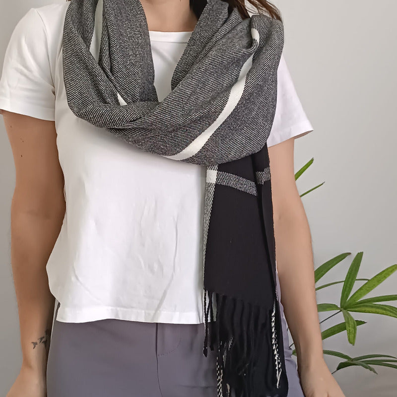 Chalina Bufanda Pashmina De Dama Afelpada Liviana Y Sauve Negro