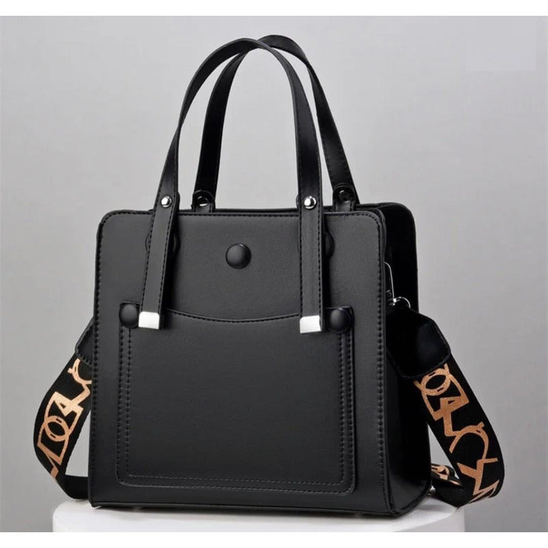 Cartera De Dama Bolso De Mano Para Mujeres Correa Ajustable Negro