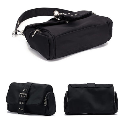 Cartera Bandolera Bolso Genérica Tela Impermeable Negra Negro (1)