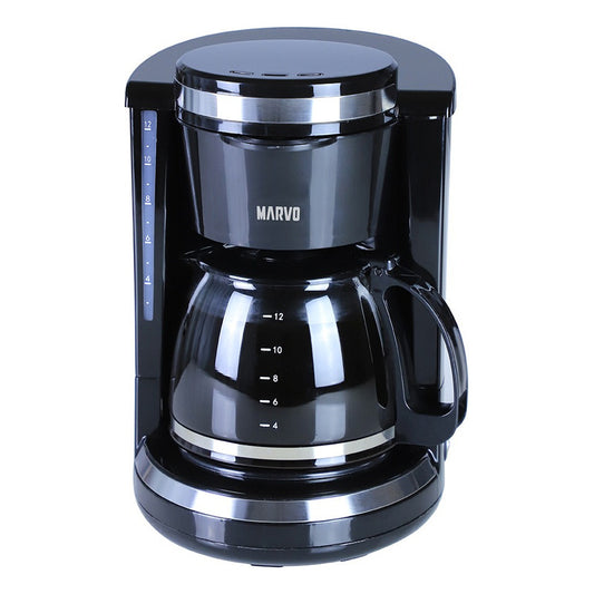 Cafetera De Vidrio Automatica Marvo Hcm-045 1.5l De 12 Tazas Color Negro