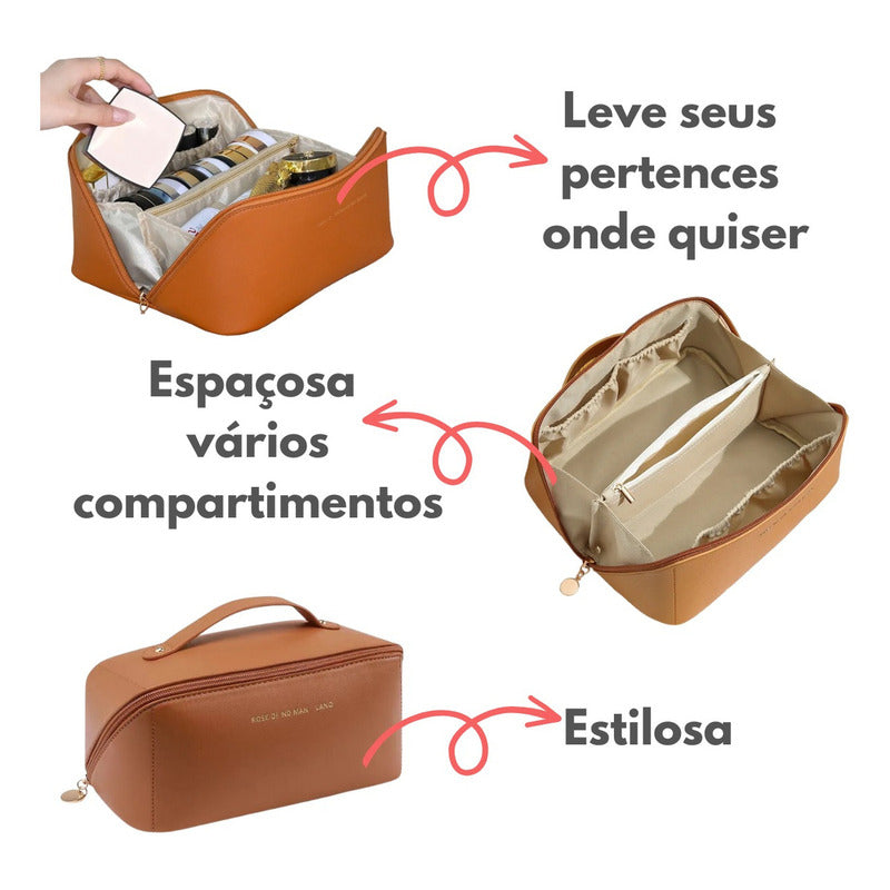 Bolsa Organizadora De Maquillaje De Viaje Neceser Para Mujer Marrón Lisa