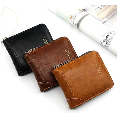 Billetera Para Hombre Con Cierre Sector Monedero De Cuerina - Marrón