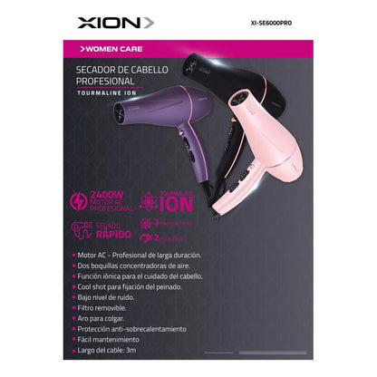 Secador De Pelo Funcion Ionica Xion Xi-se6000pro Profesional - Violeta