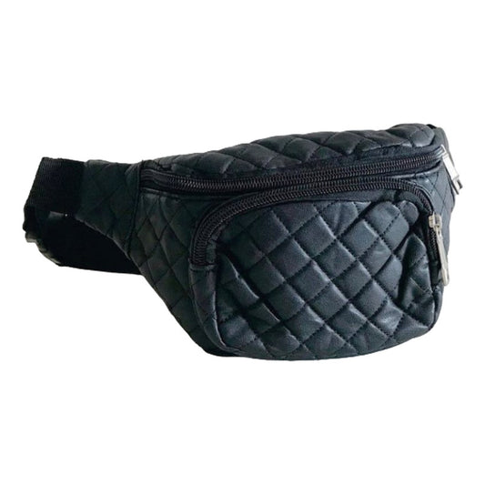 Riñonera Sport Con Cierres Correa Ajustable Porta Documentos Negro Capitoneada