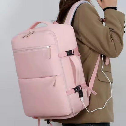 Mochila De Mujer Impermeable De Tela Nylon Cartera Para Dama Negro. Liso