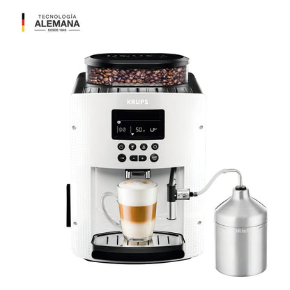 Cafetera Espresso Krups Full Auto Display Blanca + Lechero