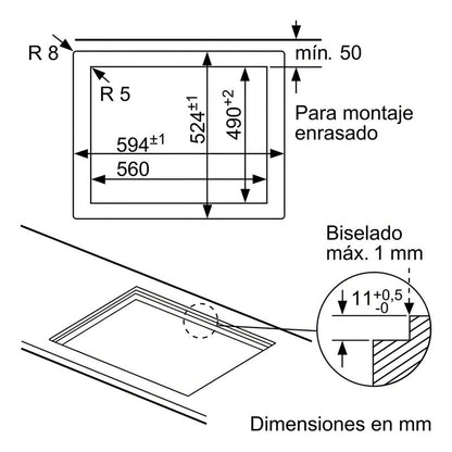 Anafe Con Alimentación A Gas Bosch Ppp6a6b20 Color Negro 4 H Negro