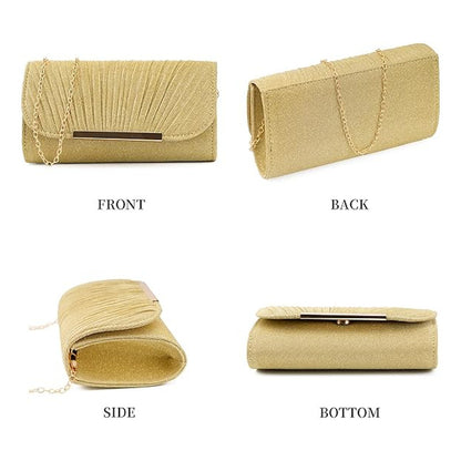 Sobre De Fiesta Con Cadenita Cartera Dama Carterita De Gala Dorado