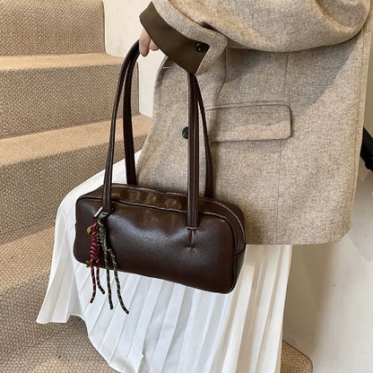 Carteras De Dama Bolsos Para Mujeres Bandoleras Capitoneadas Marrón Oscuro Liso