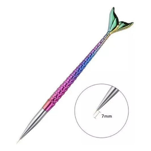 Pinceles Liner Cola De Sirena Kit Pack X3 Decoración De Uñas Multicolor