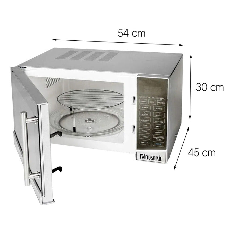 Microondas Digital 30 L 900 W Con Grill Microsonic Gris Dimm