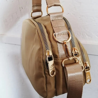 Cartera De Damas Bolso Para Mujer Bandolera Correa Ajustable Caqui.