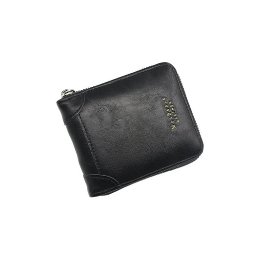 Billetera Para Hombre Con Cierre Sector Monedero De Cuerina - Negro