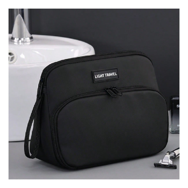 Neceser Organizador  Práctico Para Viaje Tela Impermeable Negro Lisa