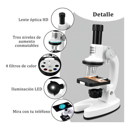 Microscopio Infantil 360° Aumentos + Kit De Ciencia