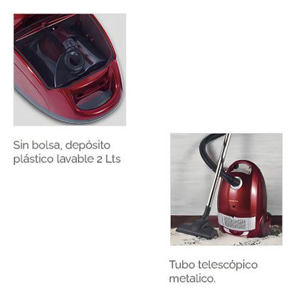 Aspiradora Punktal Pk-9670 Sin Bolsa 2 L 2200 W Filtro Hepa Rojo
