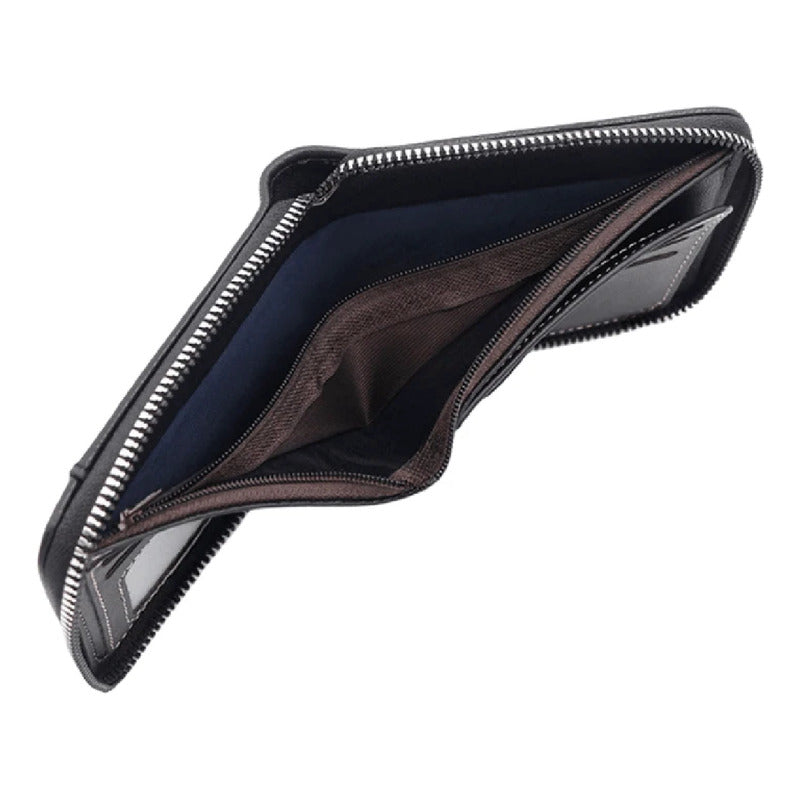 Billetera Para Hombre Con Cierre Sector Monedero De Cuerina Azul 1