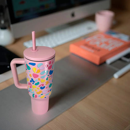 Vaso Térmico Metálico 1.2 Litros  Con Sorbito - Rosa