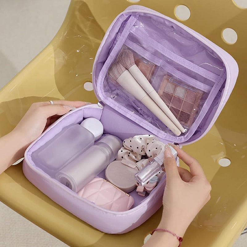 Bolsa Organizadora De Maquillaje De Viaje Neceser Para Mujer Lila Capitoneado