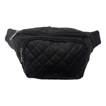 Riñonera Sport Con Cierres Correa Ajustable Porta Documentos Negro Capitoneada