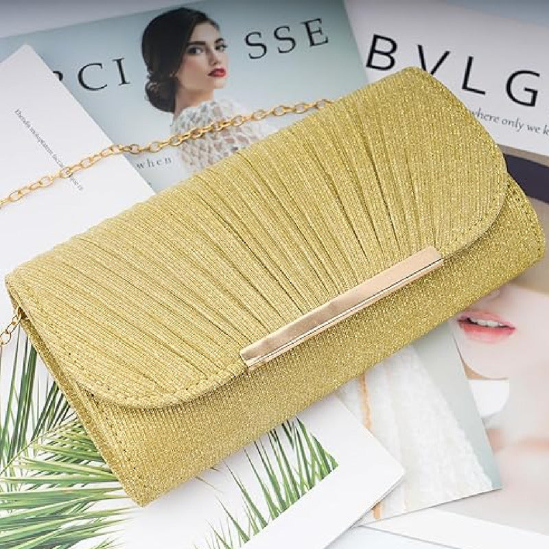 Sobre De Fiesta Con Cadenita Cartera Dama Carterita De Gala Dorado