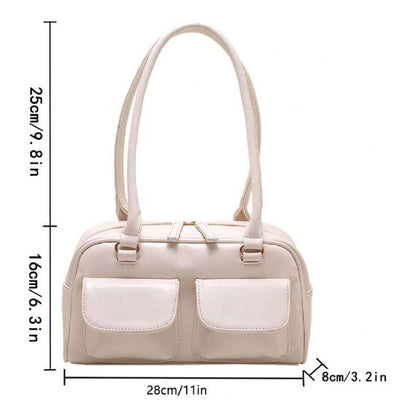 Cartera Bandolera Brillante Mujer Cuero Sintético Crudo