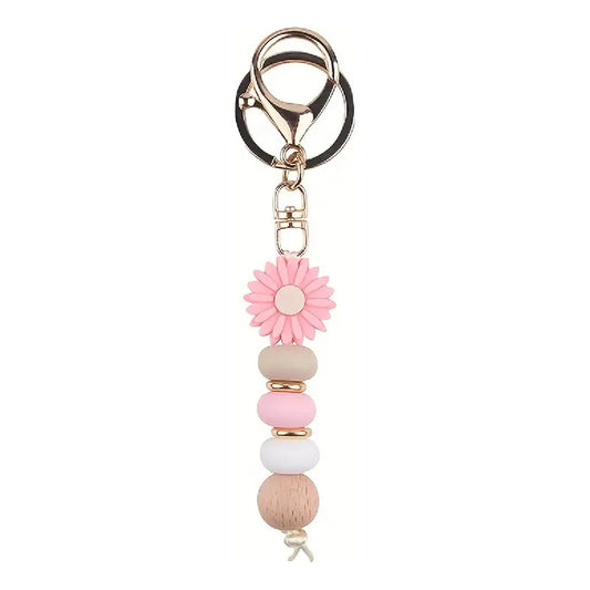 Llavero Diseño Flor Varios Colores Rosa Claro