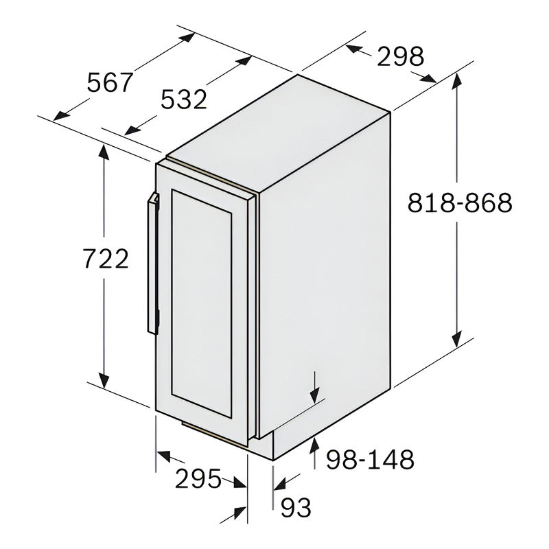 Cava Eléctrica Vinoteca Bosch Kuw20vhf0 21 Botellas Puerta De Cristal